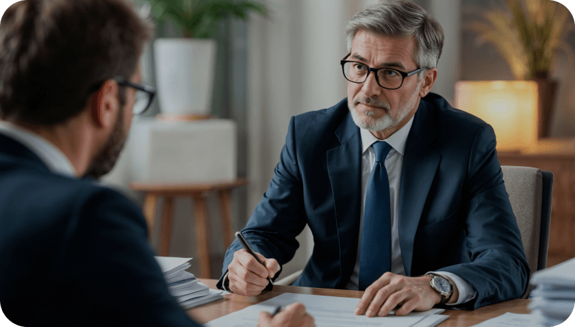 Legal professional at desk